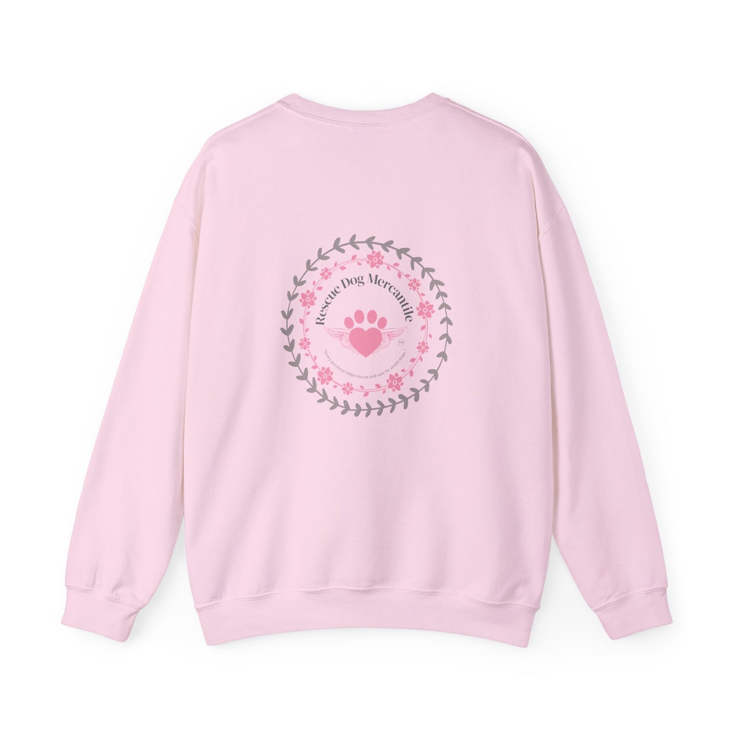 Dog friend Sweatshirt Grey Color with Pink Paw, Dog Parent, Dog Paws, Texas Roots, RDW, Rescue Dogs, Dog therapy