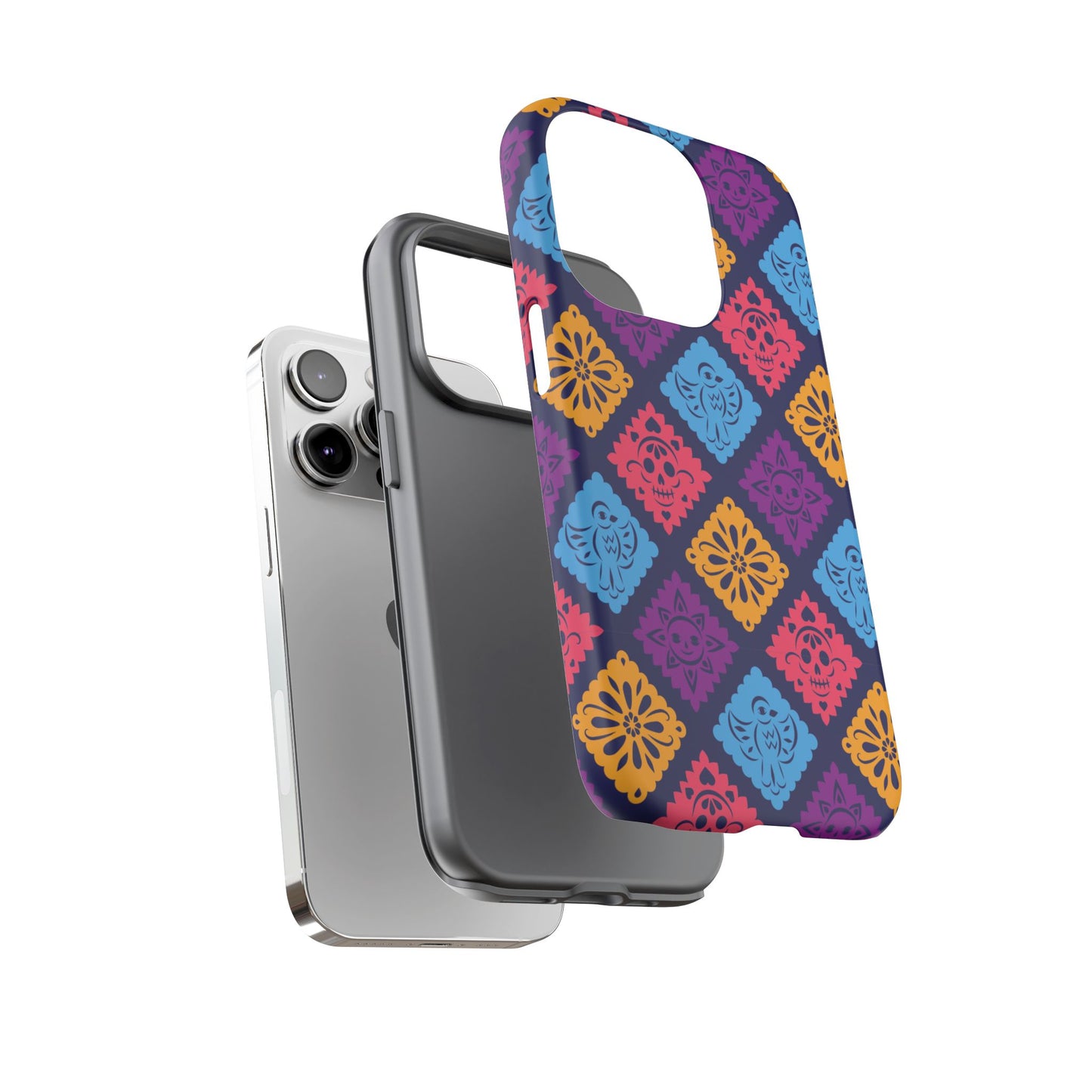 Day of the Dead Alebrije phone case, durable protection, Día de los Muertos enthusiasts,  Mexican folklore, sugar skulls, and alebrije creatures, Tough Cases