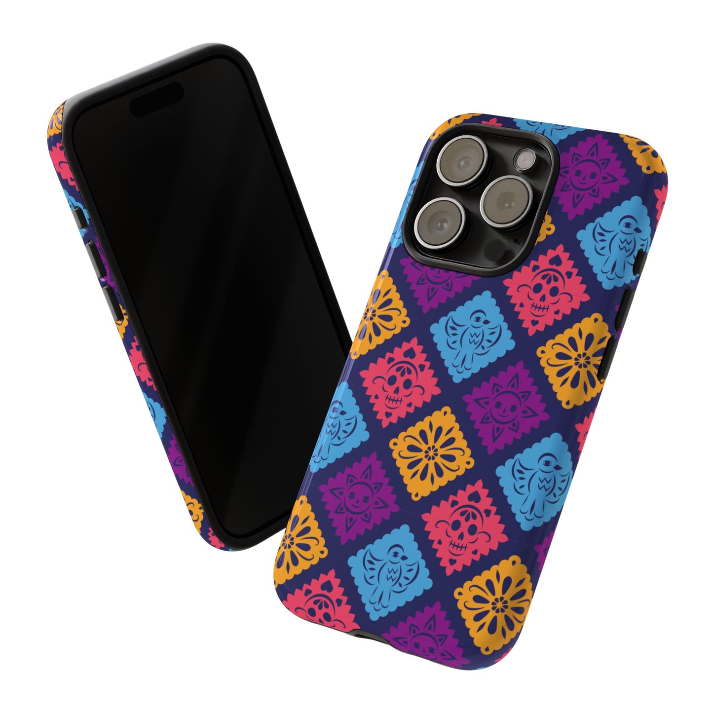 Day of the Dead Alebrije phone case, durable protection, Día de los Muertos enthusiasts,  Mexican folklore, sugar skulls, and alebrije creatures, Tough Cases