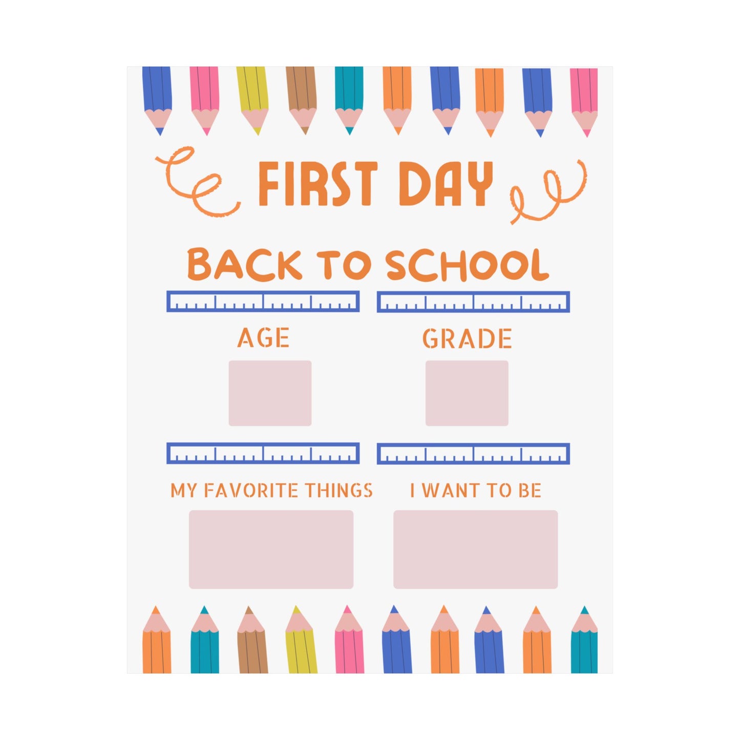 First Day Back to School Matte Vertical Posters White Background